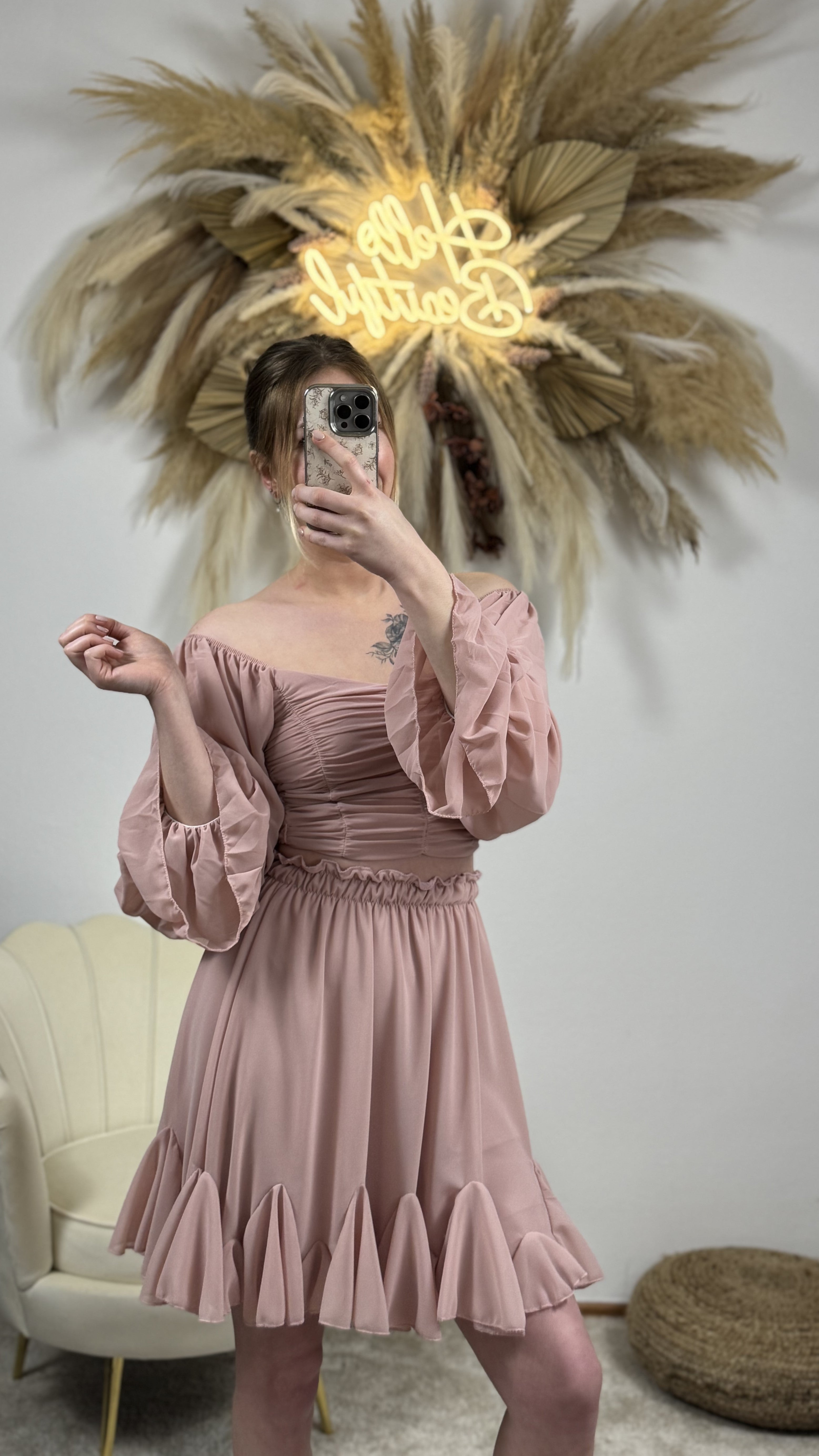 Offshulder Bluse | Rosa