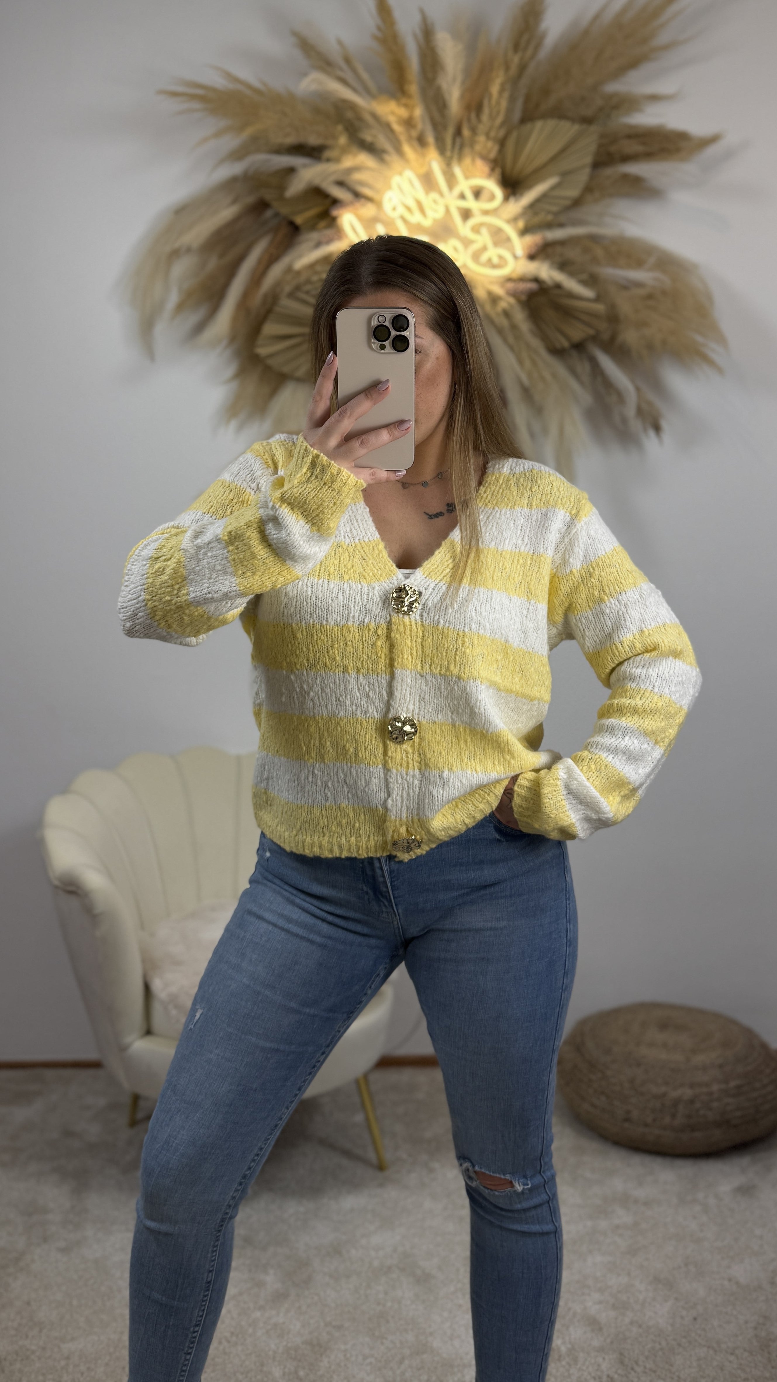 Cardigan spring | Gelb/Creme