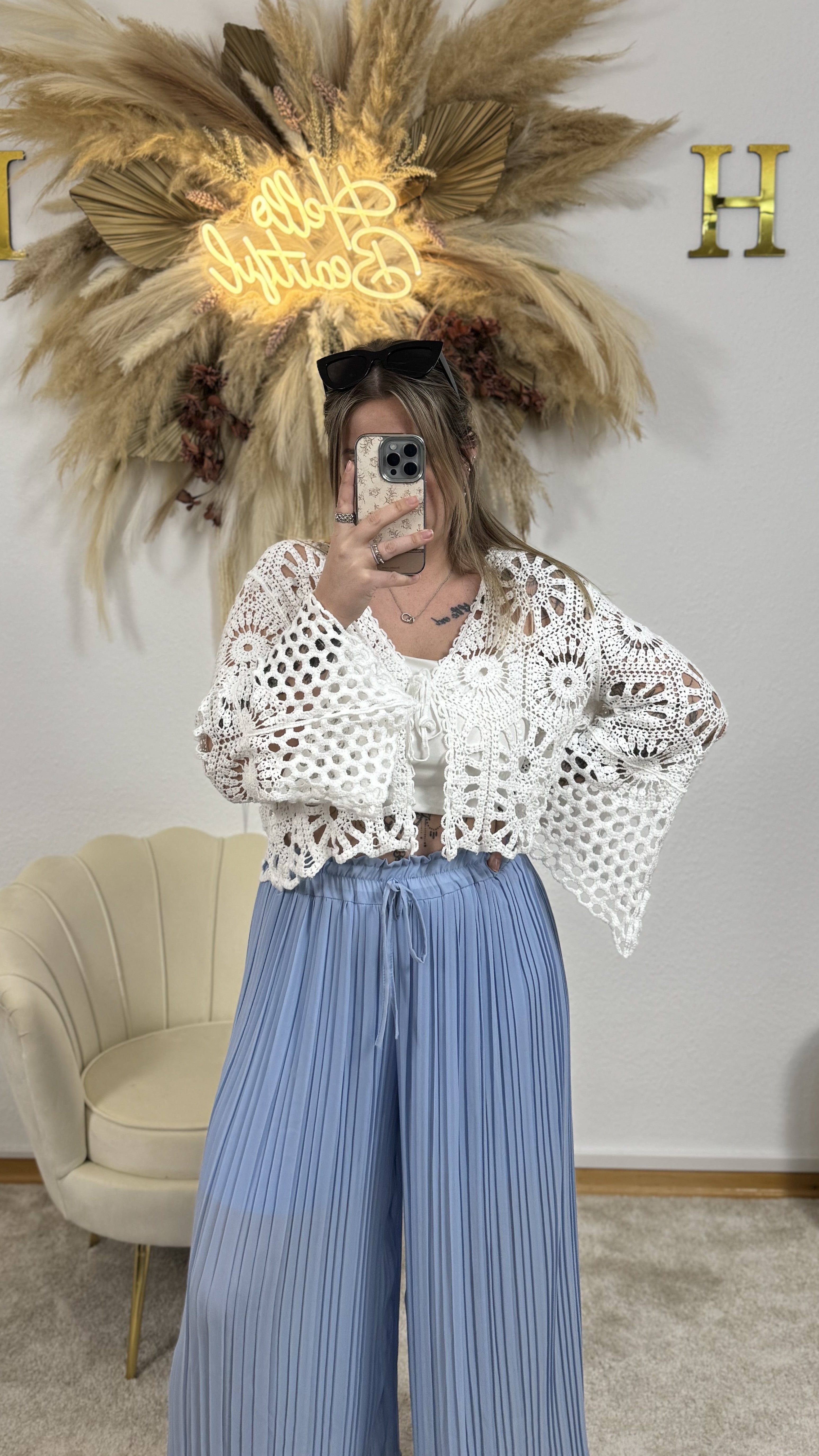 Plissee Hose | Babyblau