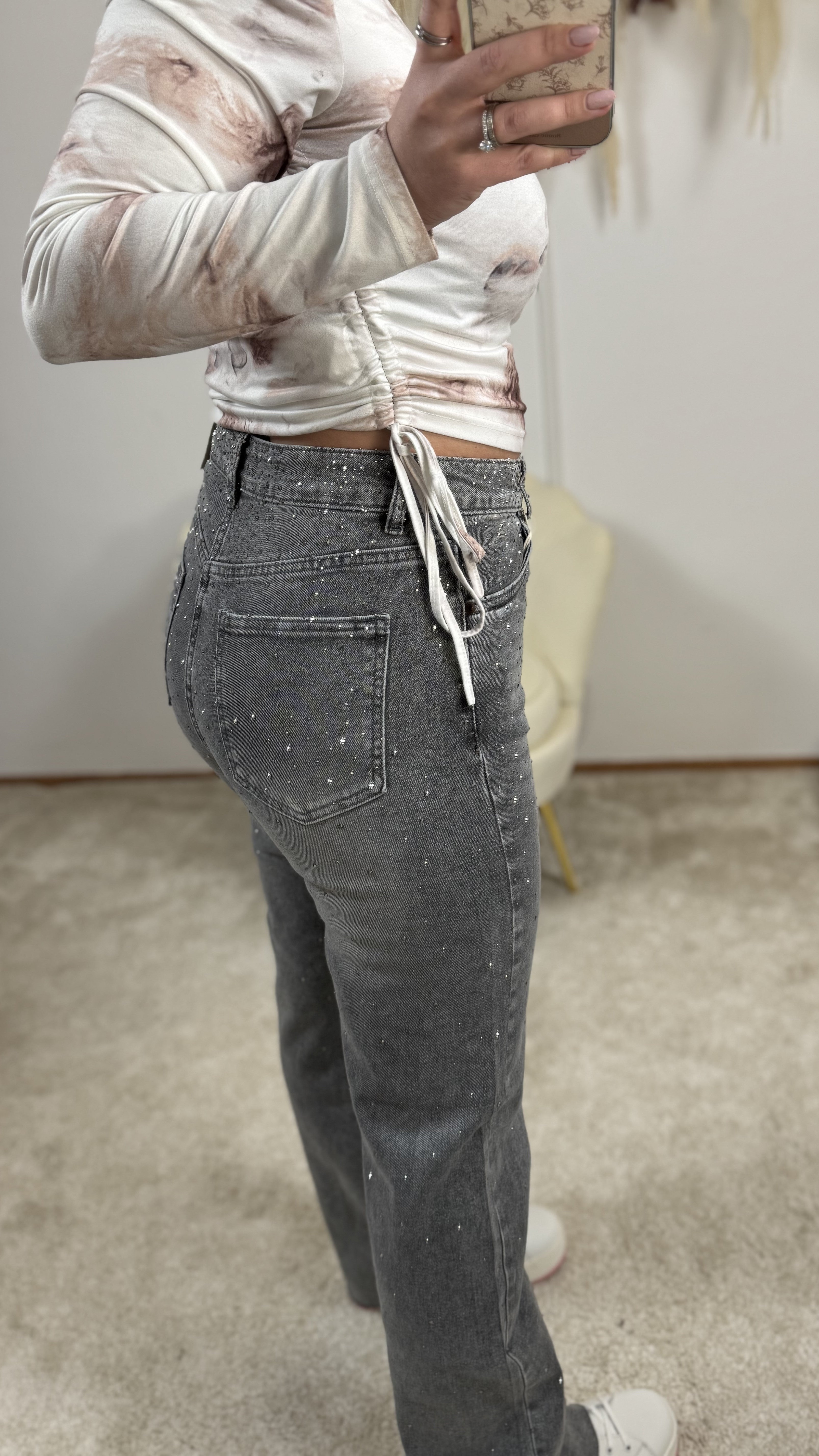 Glitzer Jeans | Grau