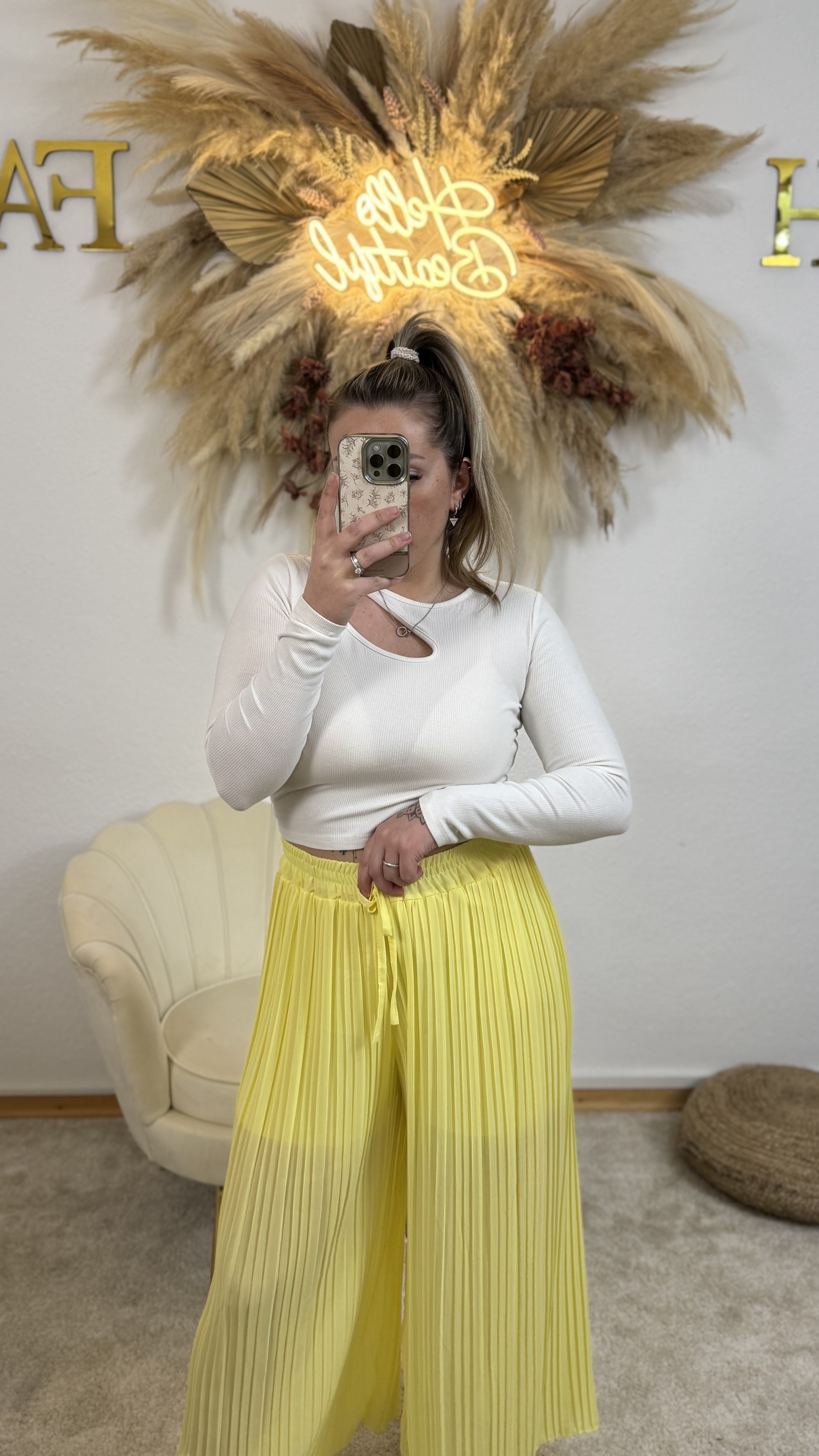 Plissee Hose | Gelb