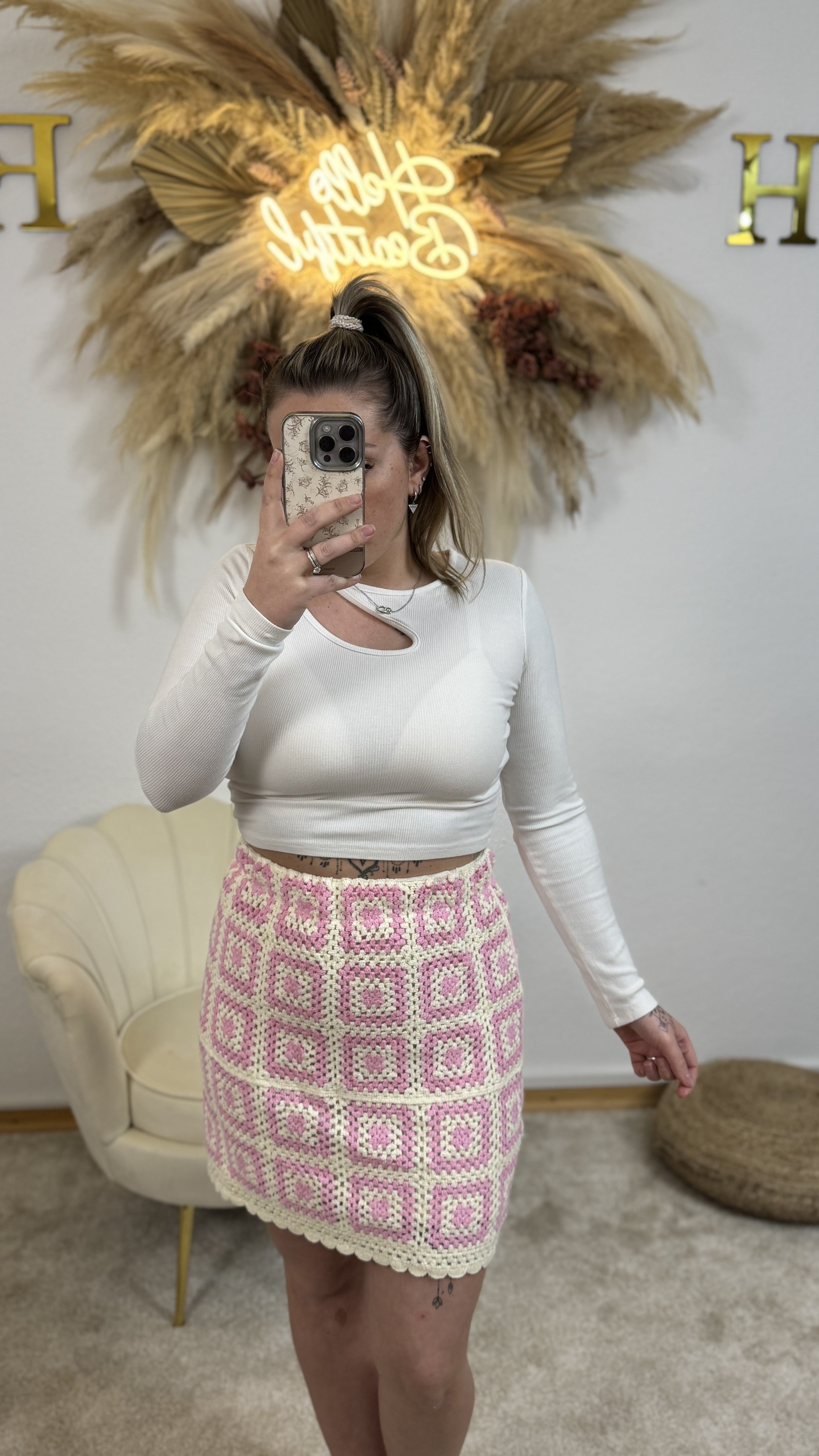 Häkel Summer Vibes Rock | Creme/Rosa