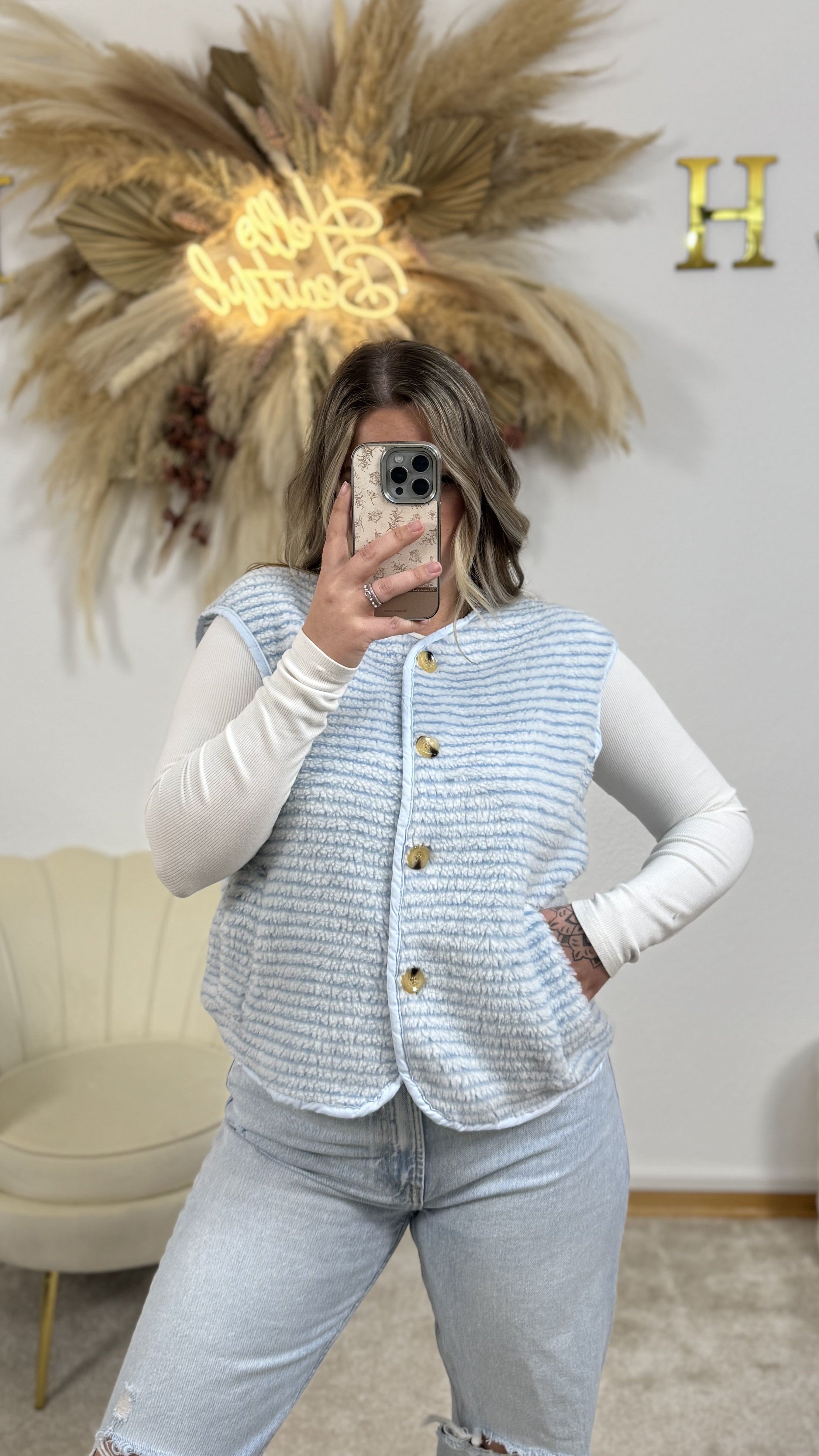 Weste Stripes | Babyblau