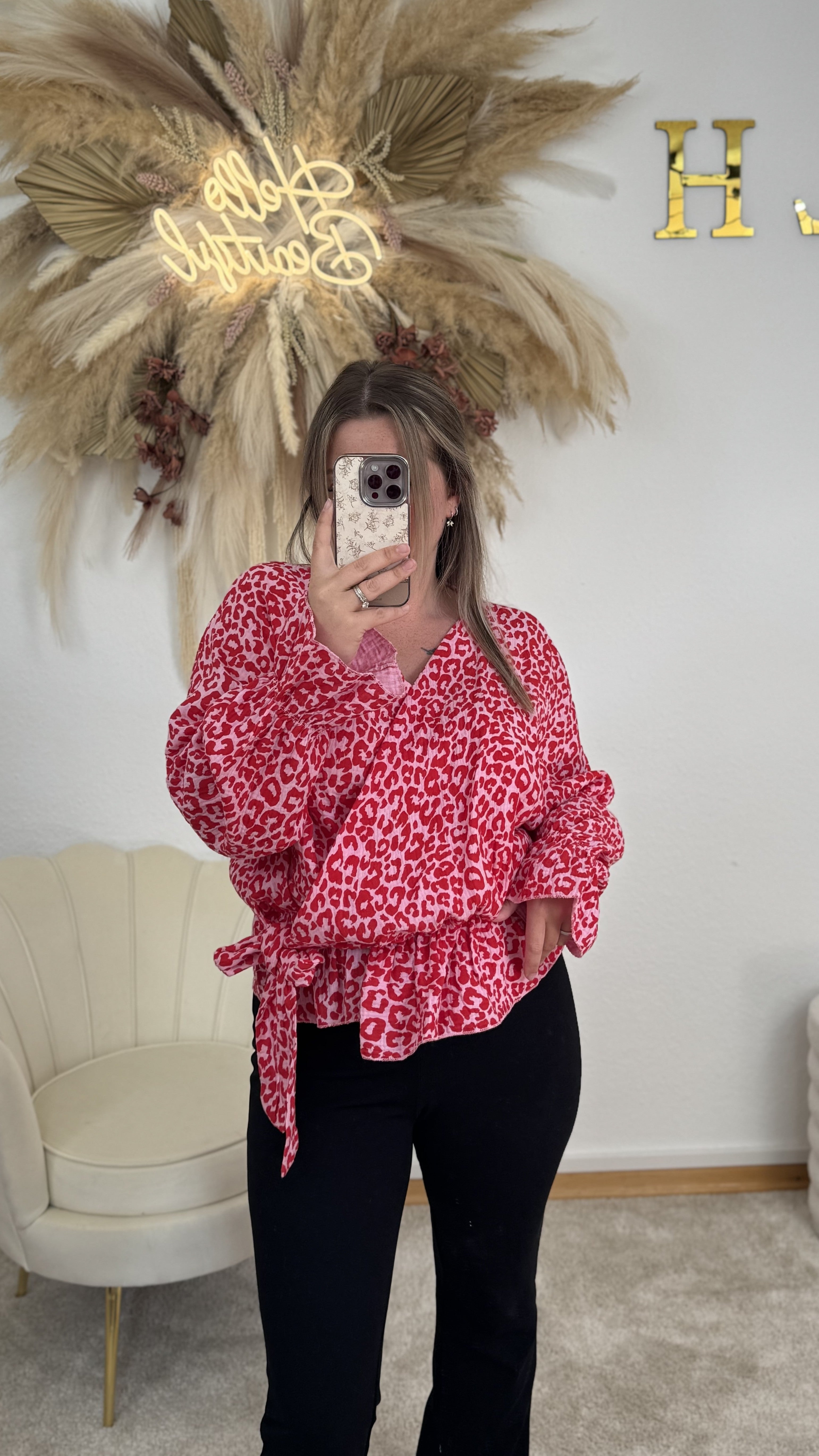 Musselin Wickel-Bluse | Pink/Rot