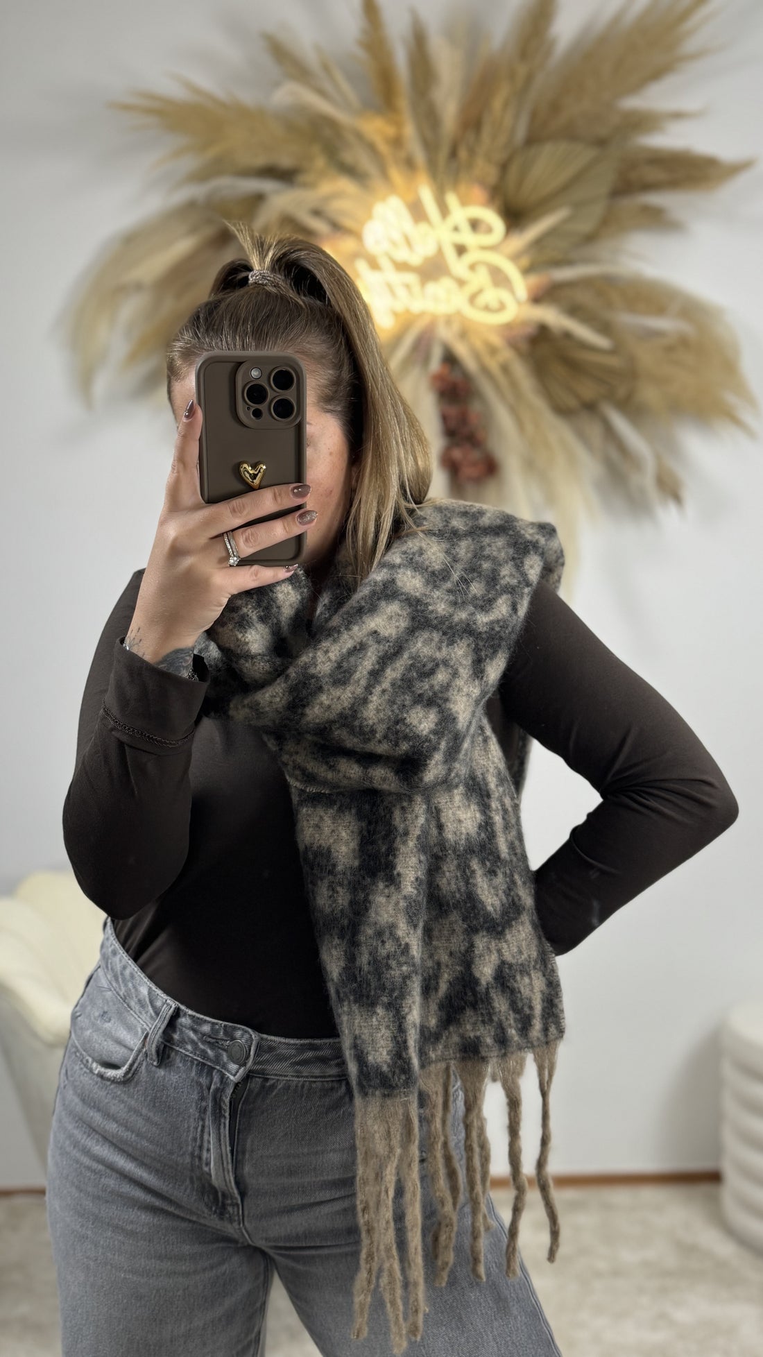 Flauschi-Leo-Schal | Leo/Beige