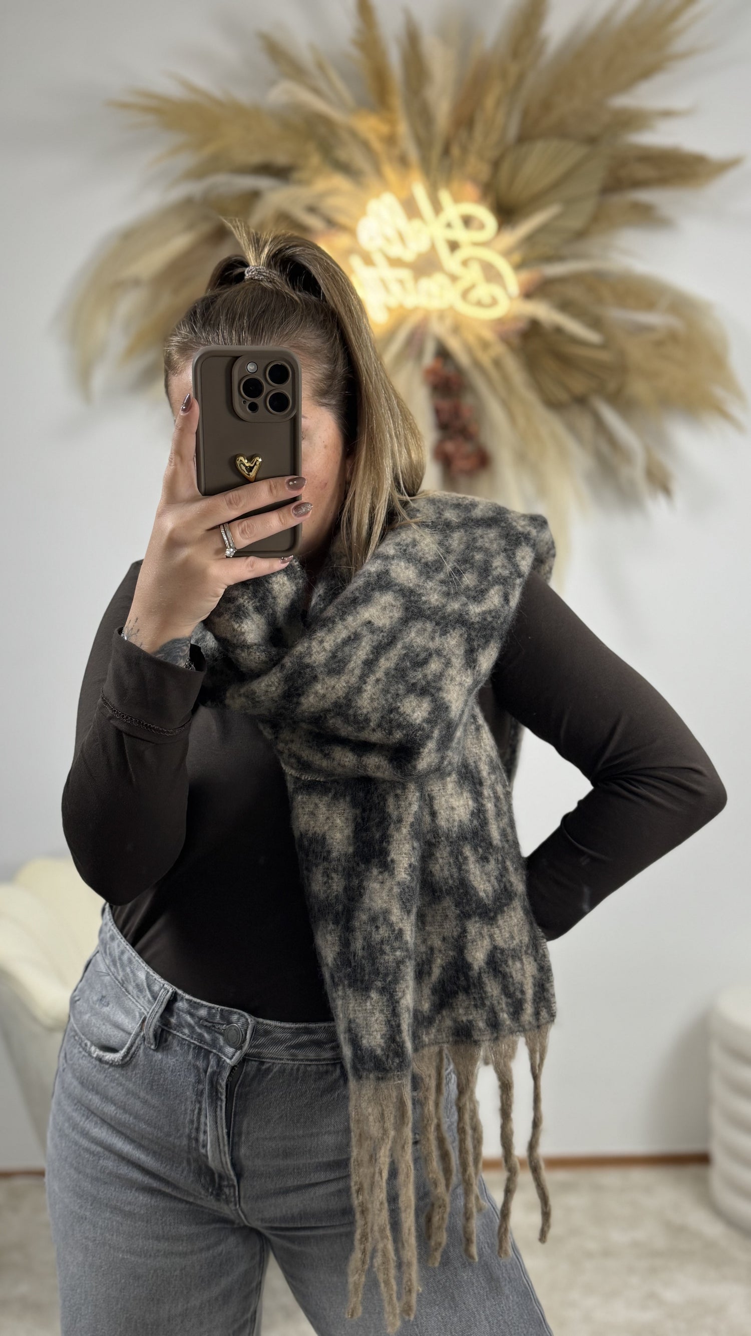 Flauschi-Leo-Schal | Leo/Beige