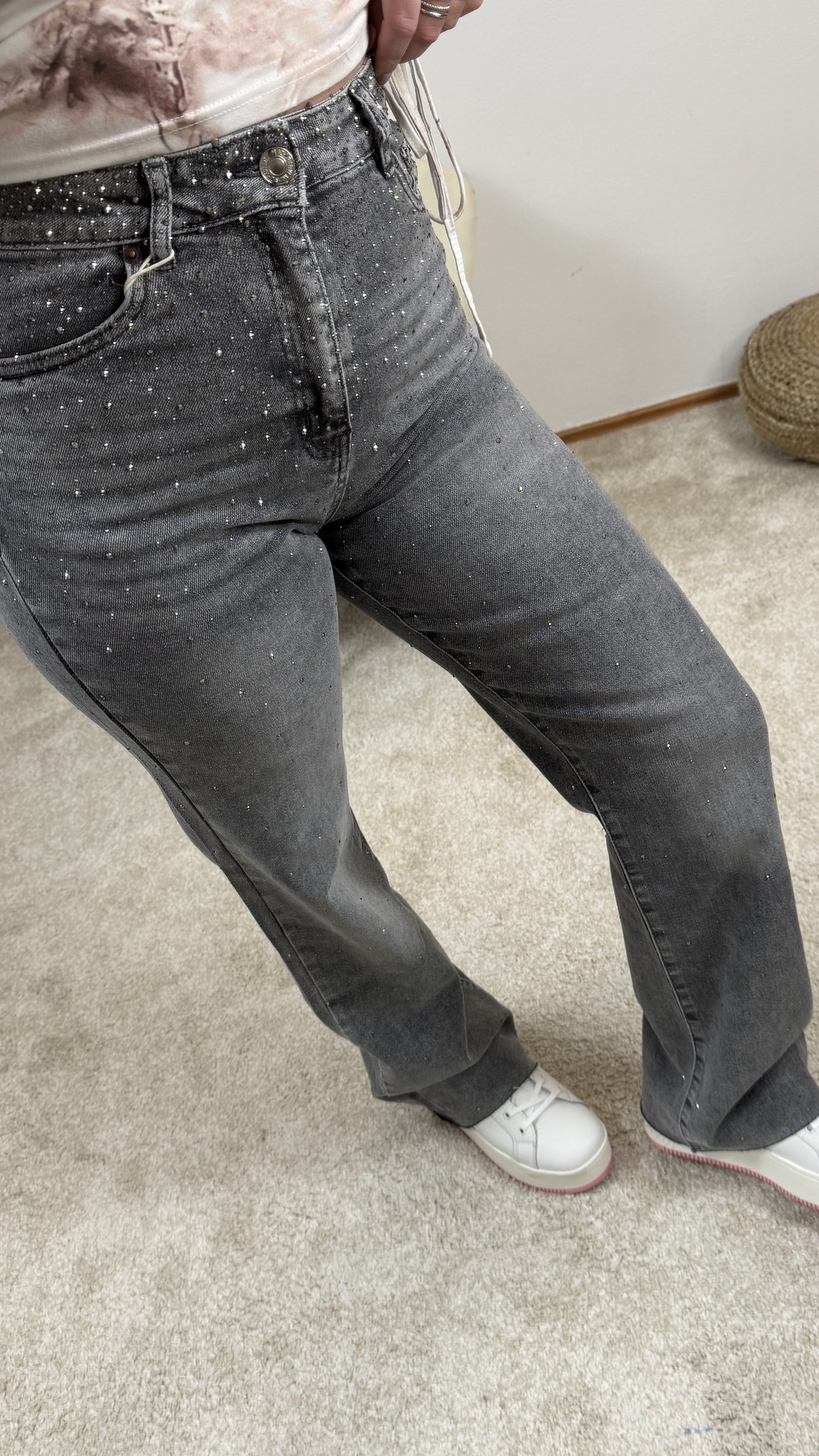 Glitzer Jeans | Grau