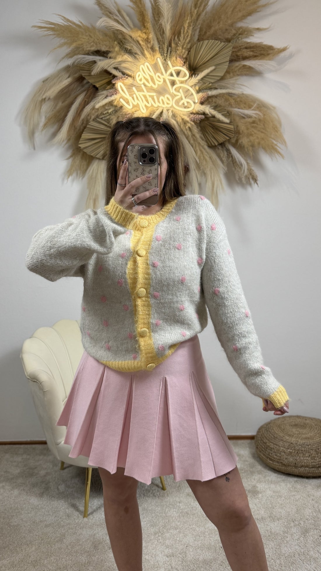 Cardigan Lovely | Creme/Rosa/Gelb