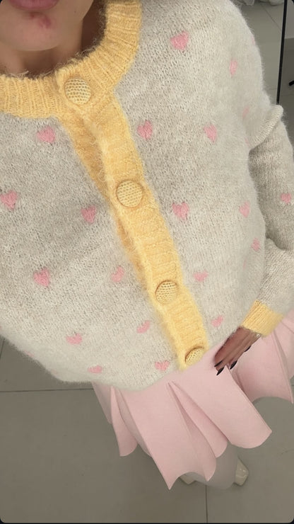 Cardigan Lovely | Creme/Rosa/Gelb