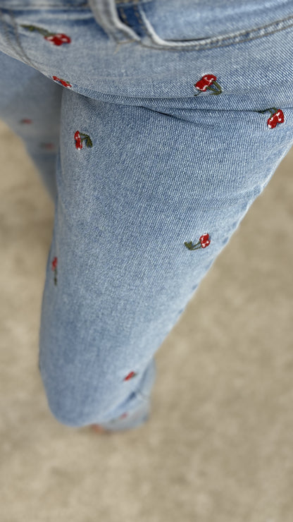 Cherry Mom Fit | Jeans-Blau