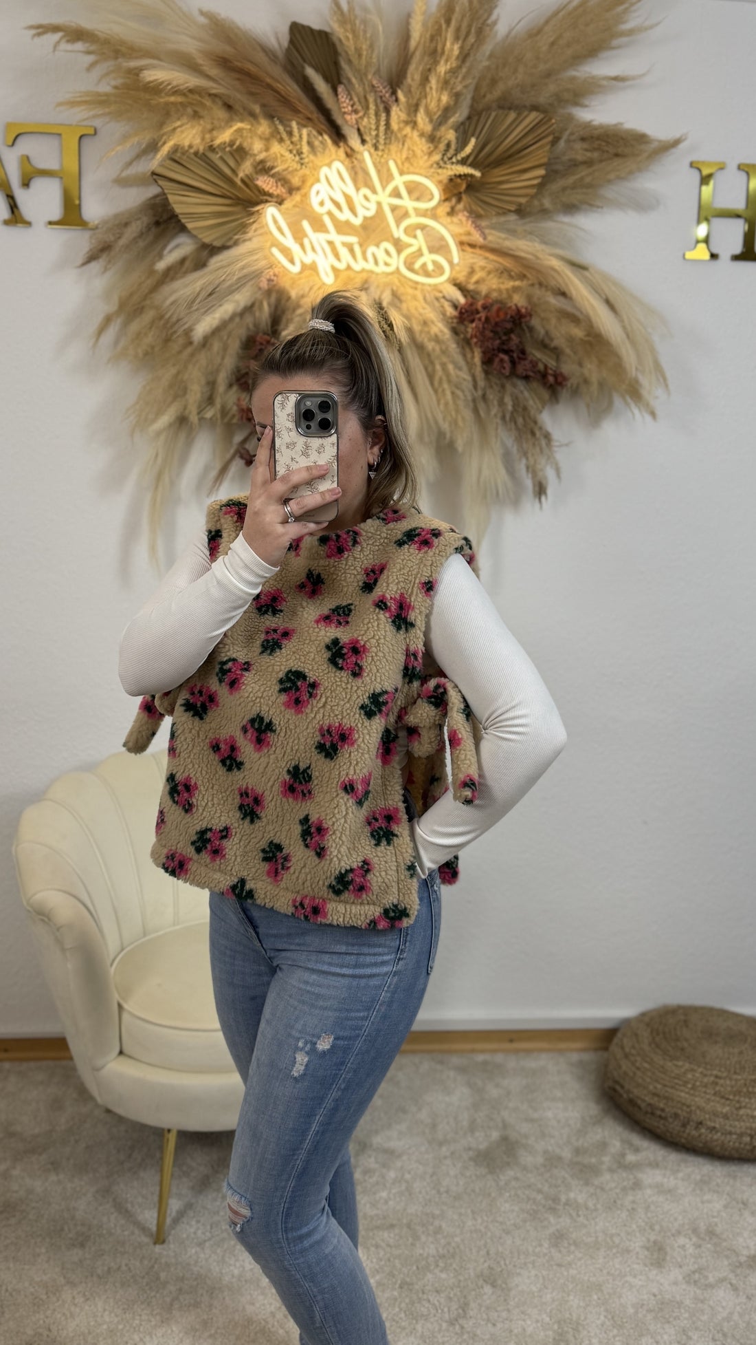 Teddy-Poncho | Dunkel Beige