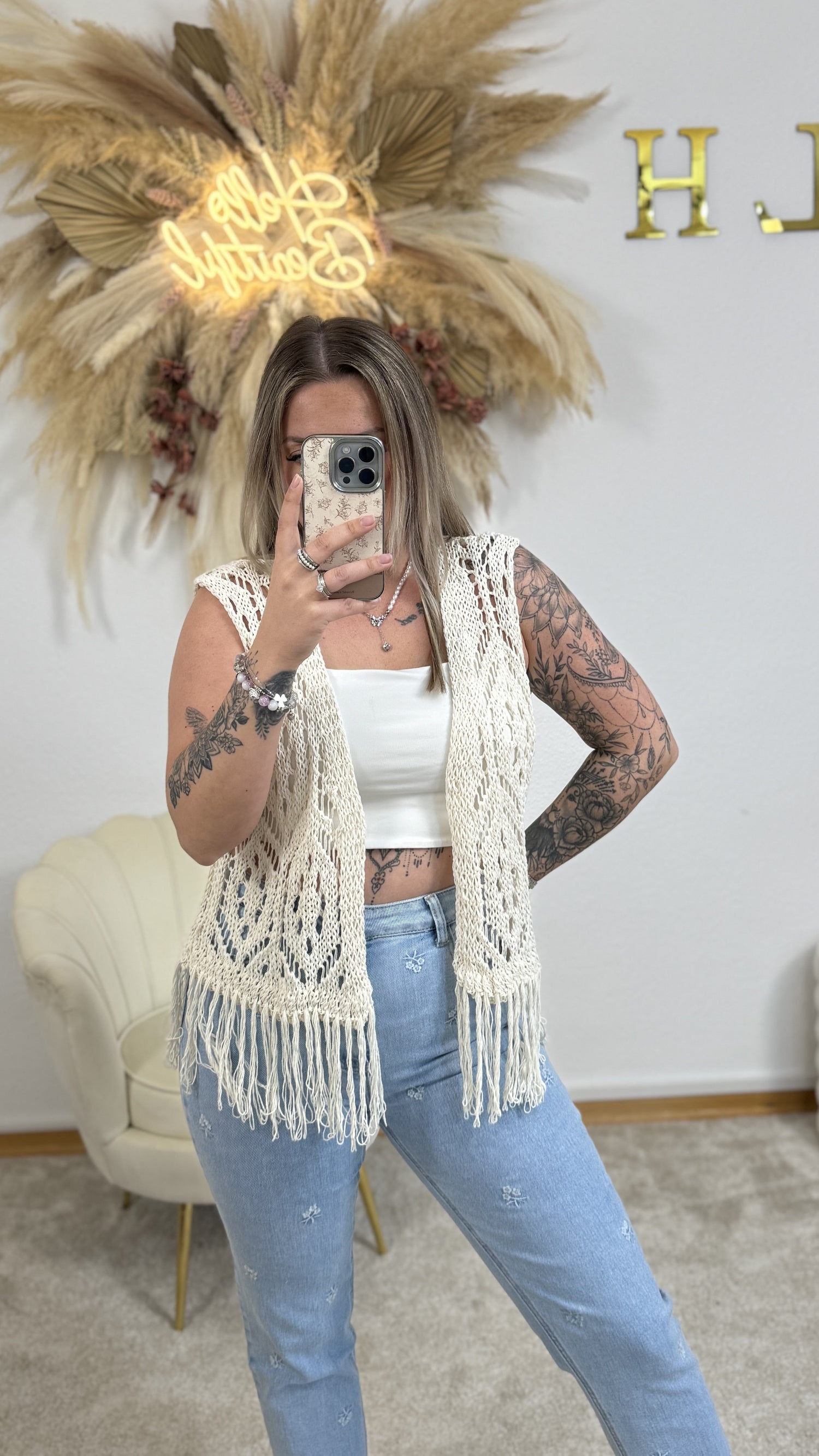 Häkel Weste | Beige