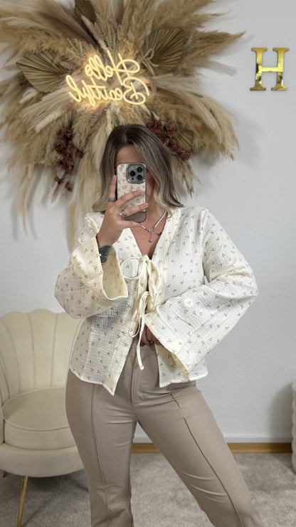 Musselin Schleifen Bluse Flower