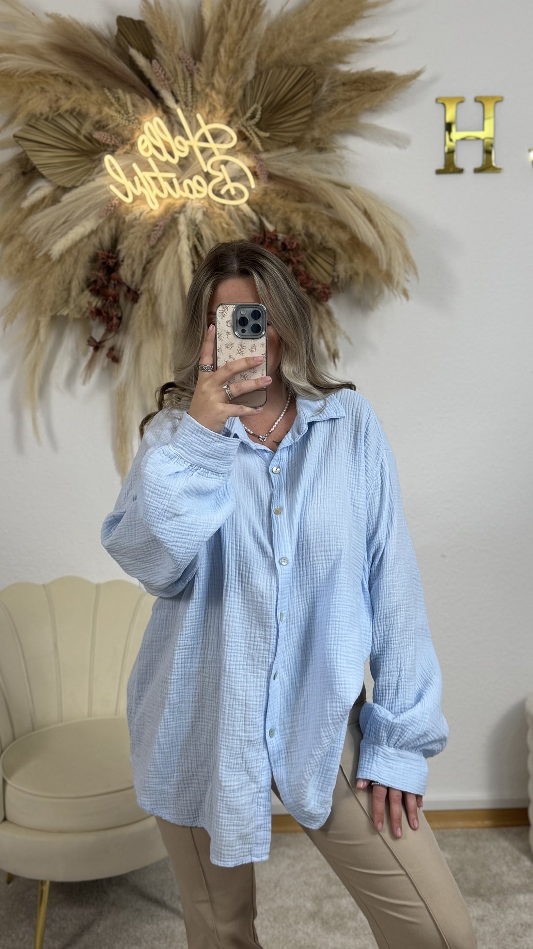 Musselin Bluse | Babyblau